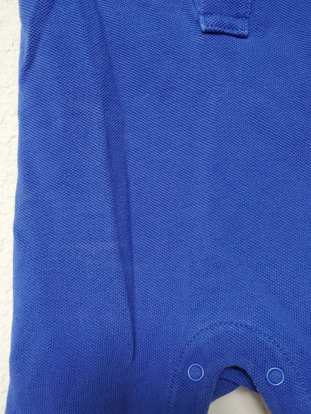 Ralph Lauren Royal Blue Polo Romper with Orange Pony. Size 3mths